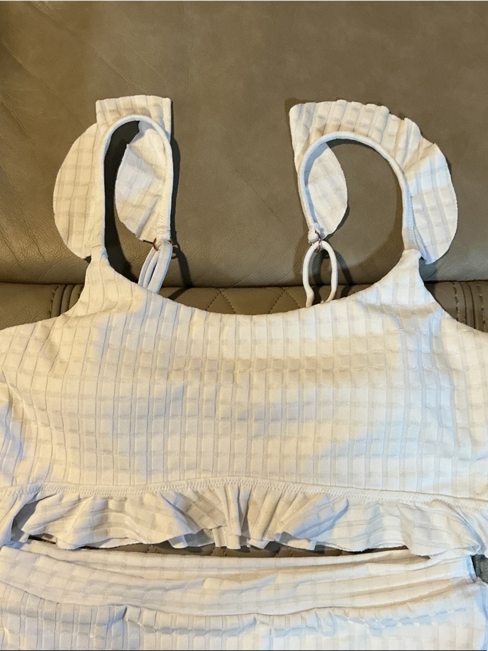 Raisins White Ribbed Ruffle Two-Piece Bikini - Picture 2 of 5